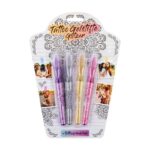 Set 4 Canetas Gel Com Glitter | Tattoo | Stencil